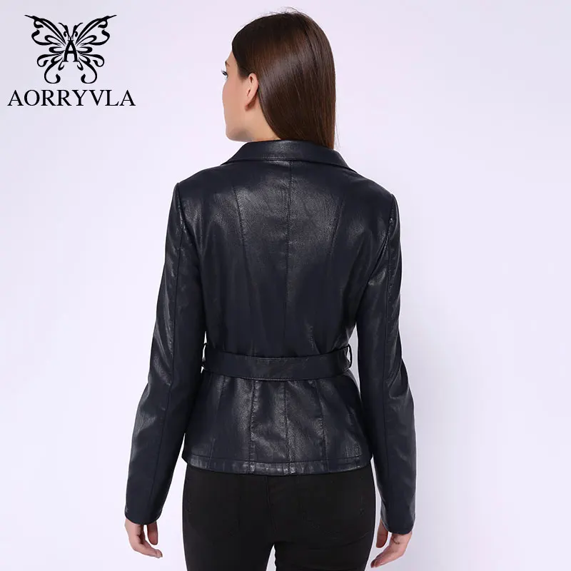 Goede Merk Pu Vrouwen Leren Jas Met Riem Gothic Grote Turn Down Kraag Dames Lederen Jas Hot Jassen Voor vrouwen Lente Herfst