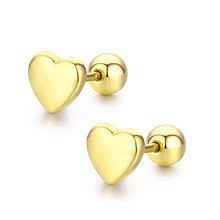 Милое мини маленькое красивое сердце закручивающаяся задняя часть серьги гвоздики для женщин дети девочки розовый Золотой Пирсинг ювелирный бренд oorbellen aros