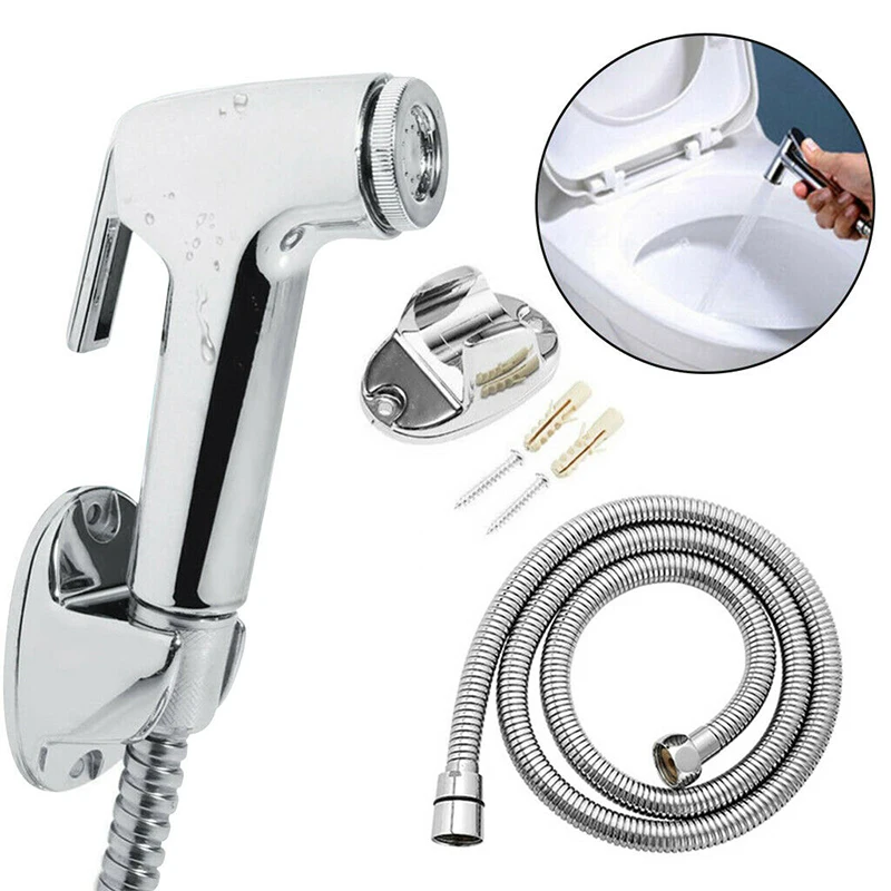 

Toilet Bathroom Handheld Sprayer Shower Bidet Spray 1.5 Meters Hose Bracket Set