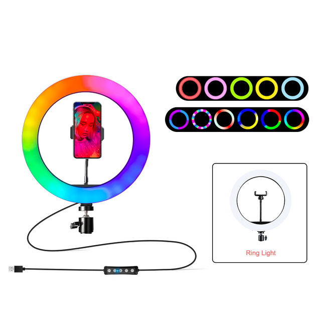 Light Profissional with Remote RGB Lampara Led Ring Lamp Light for Photography Photo Makeup Rgb Video Light Phone Holder