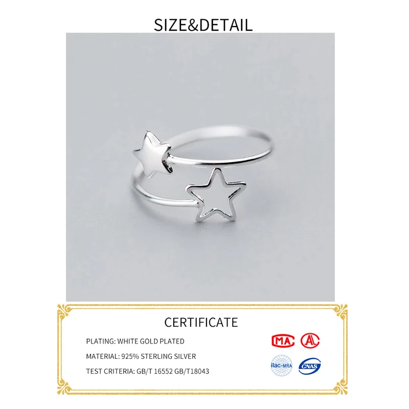 INZATT Real 925 Sterling Silver Star Adjustable Ring For Fashion Women Party Minimalist Fine Jewelry 2020 Cute Accessories Gift - Image 2