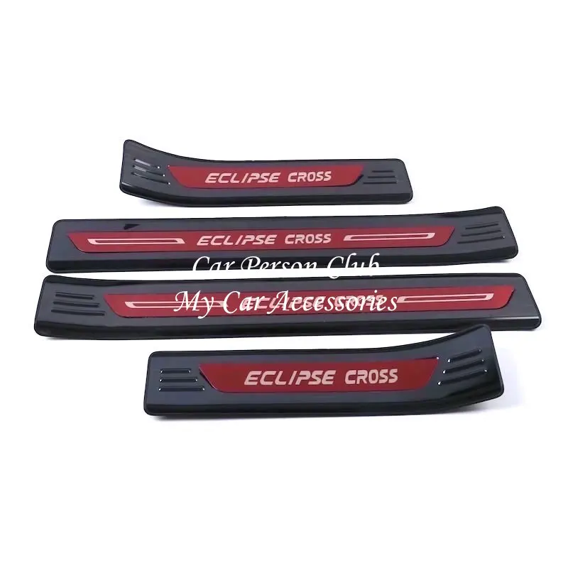 04-Black-Red 4pcs Для Mitsubishi Eclipse Cross Накладка на порог двери защитная накладка из нержавеющей стали автомобильный аксессуар наклейка - Цвет: 04-Black-Red 4pcs