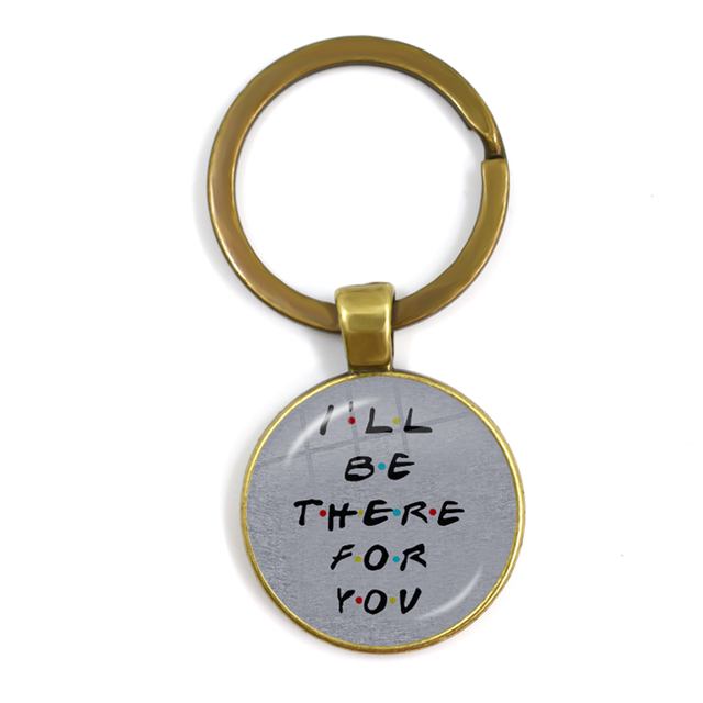 Friends TV Show Pendant Keychain Character Cartoon Fun Pattern 25mm Glass Cabochon Key Ring Keyholder Good Friend Gift