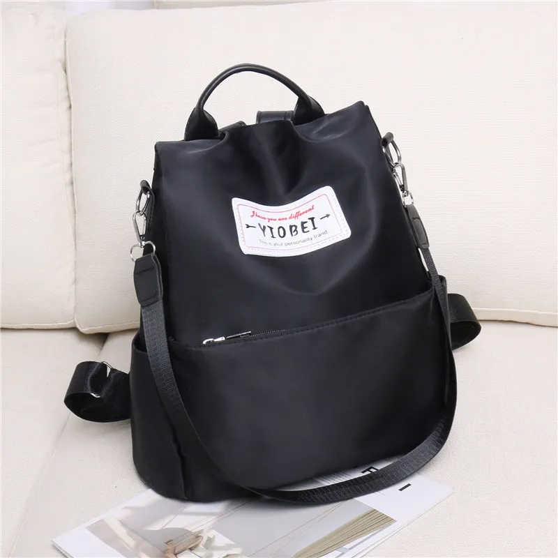 Новая Противоугонная двойная сумка через плечо Корейская версия 100 Большая вместительная сумка на одно плечо водонепроницаемый нейлоновый маленький рюкзак - Цвет: black
