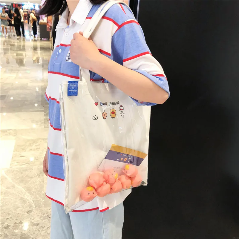 

Summer New Style PVC Transparent Shoulder South Korea New Style Gel Bag Schoolbag INS Super Fire Bag a Generation of Fat