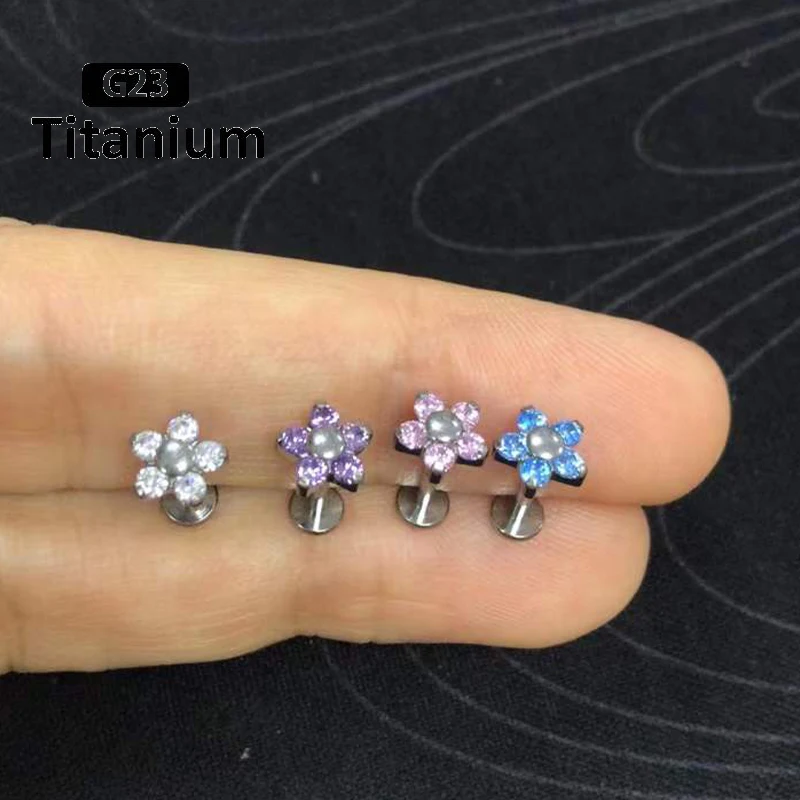 KRFY 5Paia Orecchini in Titanio G23 per Orecchie Sensibili Zirconia Cubica Ipoallergenico Orecchini a Perno e Cerchio per Piercing Multipli Cartilagine Orecchini Piatti Posteriori per Donne 20G