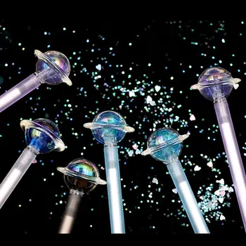 

Cool Laser Wandering Planet Creative Fashion Writing Black Gel Pen Laser Crystal Ball Stationery School Office Gift Free Ship