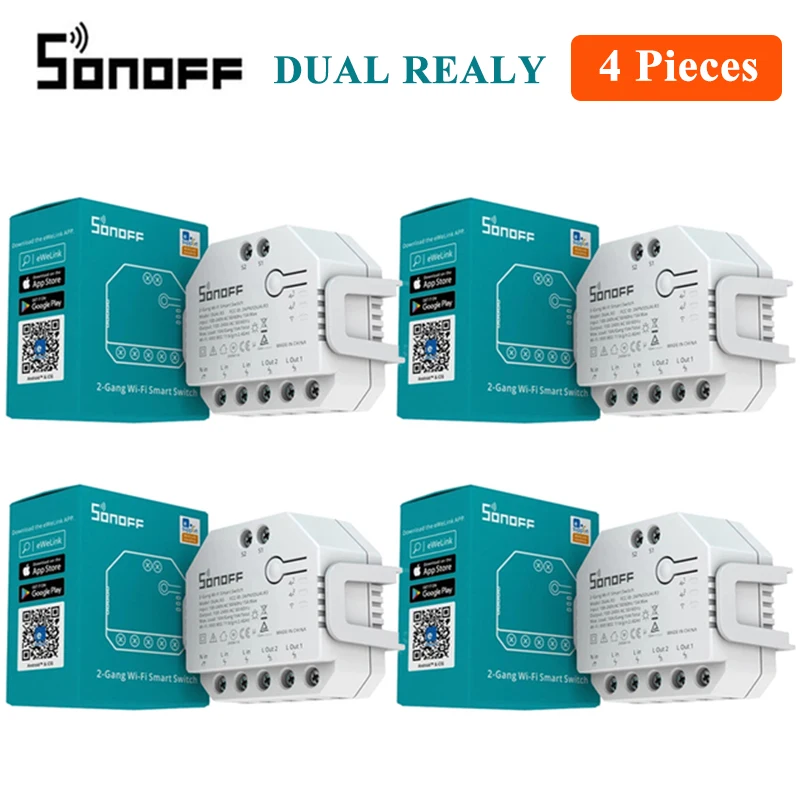 SONOFF DualR3 DIY Wifi Smart Switch 2 Gang DUAL R3 Module Power Metering eWeLink APP Remote Control Alexa Google Home Siri Voice 