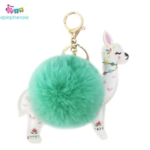 יפה 12cm לבן אלפקה הלמה Kawaii בפלאש צעצועי Keychain תליון בובת חיות פרווה Pompom הרך רך פו ארנב פרווה צעצוע(China)