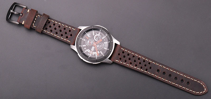Cowhide Watchbands 20mm 22mm Genuine Leather Vintage Wrist Strap Belt For Samsung Galaxy Watch 46mm Bracelet