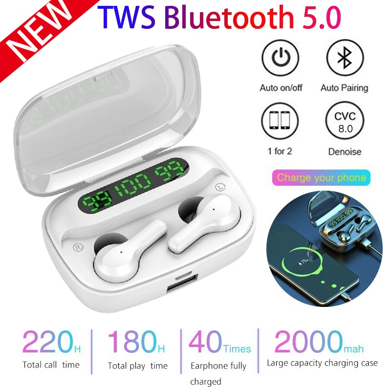 tws1 Wireless Headphones Bluetooth 5 0 Earphone HIFI Mini In ear Sports Running Headset Support iOS Android Phones HD Call