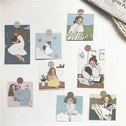 SIXONE Ins 8 Sets Cute Girl Creative Decorative Cards Postcard Photograph Prop Decoration Painting Suit Sticker Metope Card