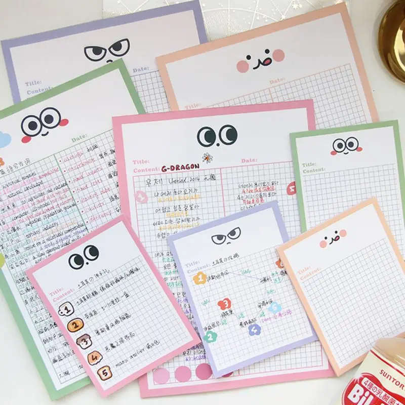 Simple Line Grid Sticky Notes Adhesive Memo Pad Planner Flag Index Stationery