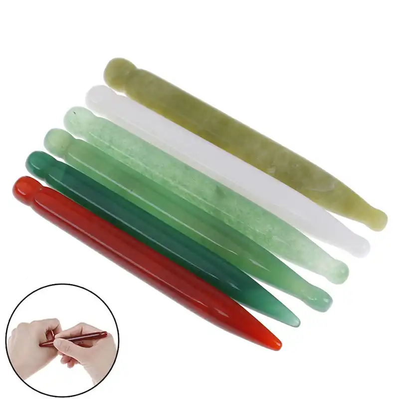 Handmade Natural Jade Gua Sha Scraping Face Massage Wand for
