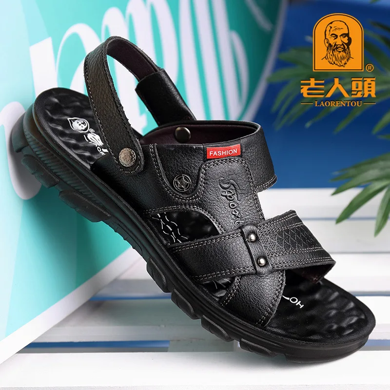 

LOTORY Summer Men Casual Double Purpose Sandals Fashion Slipper Sandals Soft Surface Anti-slip A- line Slippers