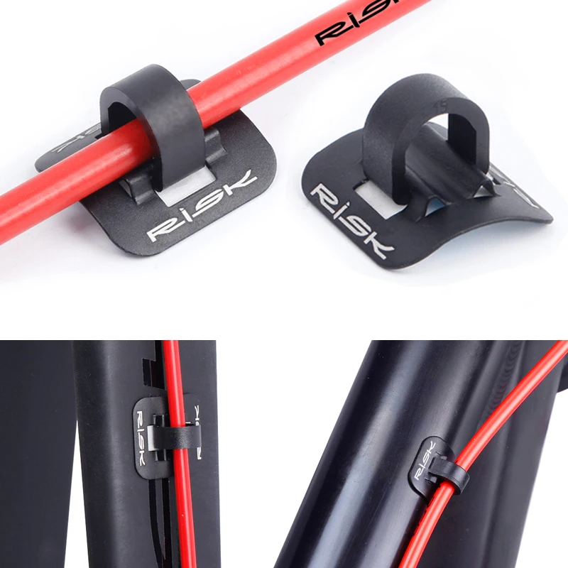 6pcs RISK Bicycle 3M Adhesive Alloy Stick on Cable Guide C Clip Brake