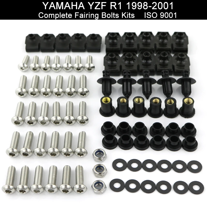 Black Fairing Bolt Kit body screws fasteners for Yamaha YZF R1 2009-2010 YZFR1