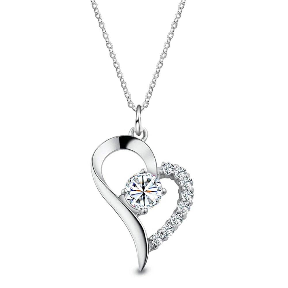 Женское ожерелье с подвеской в виде сердца фианитами|heart pendant necklace|brand necklacefashion