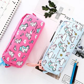 

Big Zipper Unicorn Pencil Case Big Capacity Canvas School Pencil Bag Storage Bag Pen Pouch School Supplies Stationery Estuches