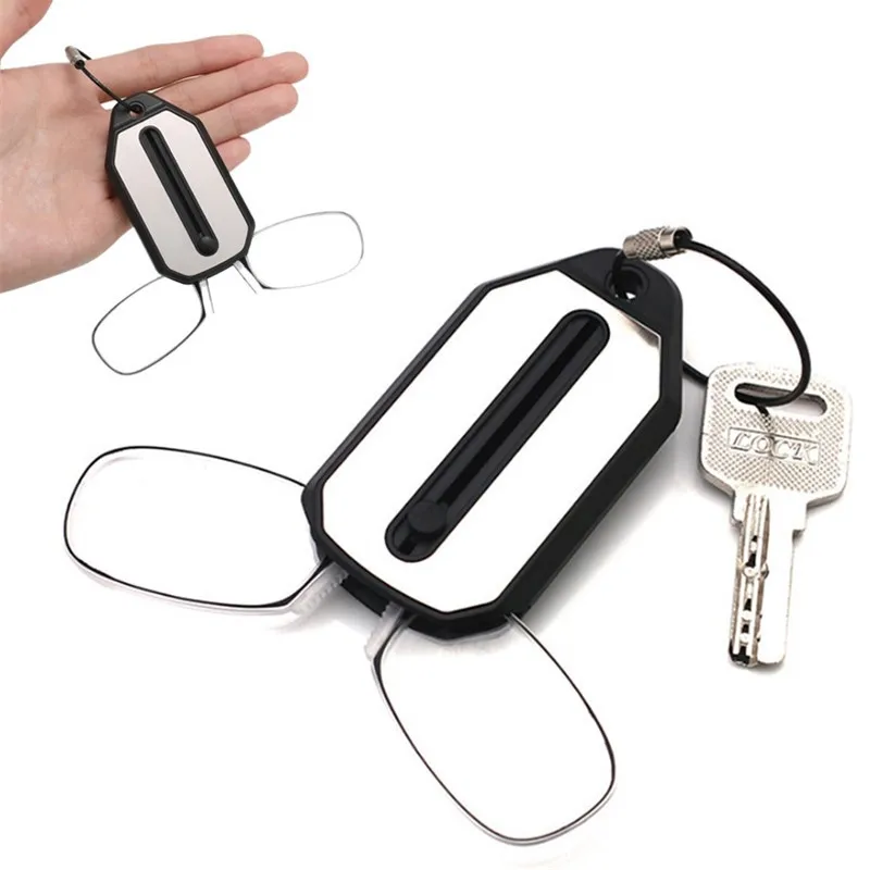 

Legless Clip Nose Reading Glasses Magnifier Mini Folding Reading Glasses Men and Women's Easy Carry With Key Chain Case YS03