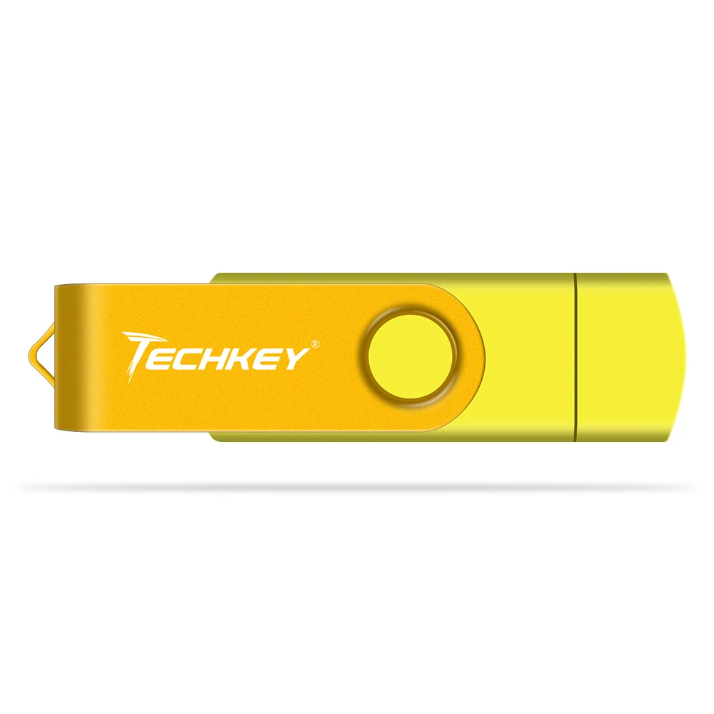Высокое качество портативный флэш-накопитель Techkey 16 Гб флешка 32 Гб 64 ГБ usb флэш-накопитель реальная емкость многофункциональный memory-stick смартфон - Цвет: yellow