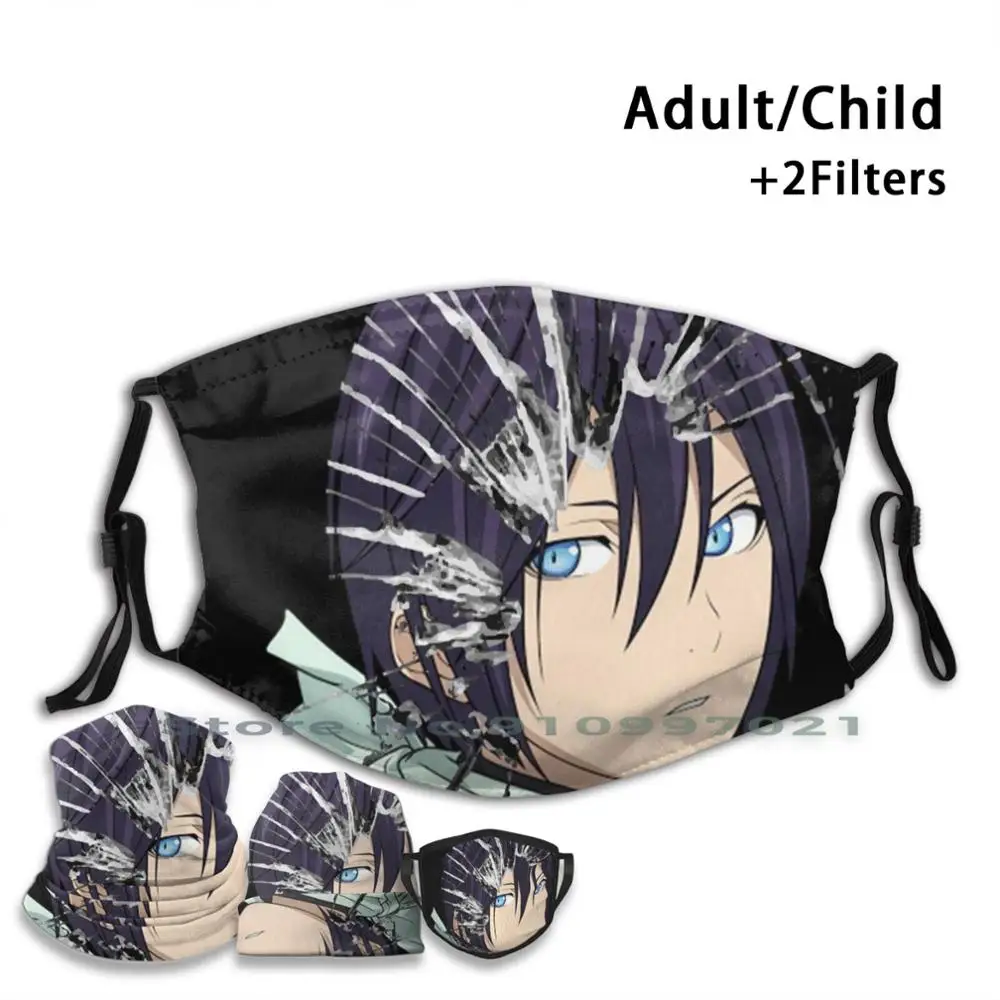 Многоразовая маска для лица Noragami Yato с фильтрами детей и взрослых Aragoto Yukine Anime |