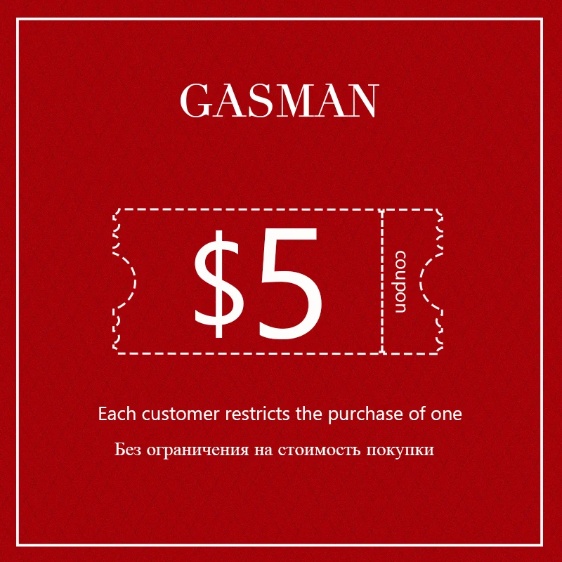 【Using time: 11 Nov. 00:00 to 12 23:59 PST】GASMAN 10 cents Buy 5 dollar coupon some goods can not be used |