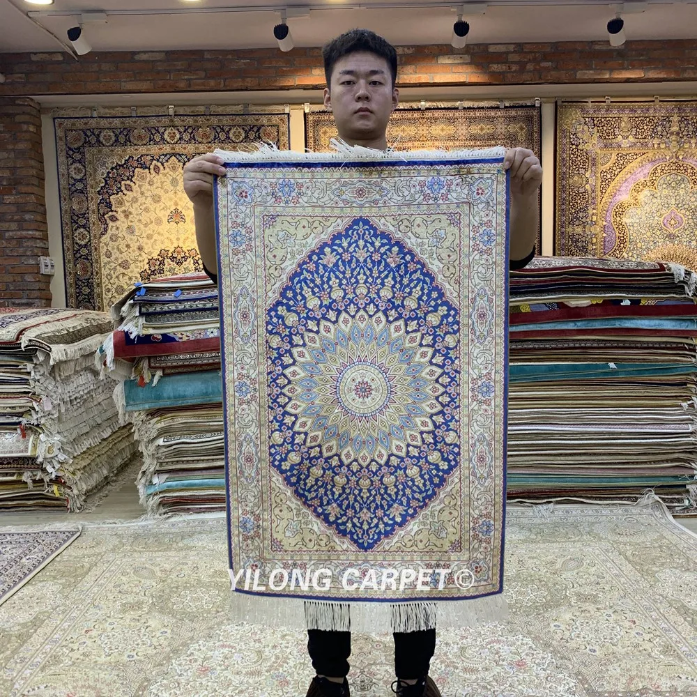 Yilong 2'x3' турецкий Шелковый ковер цветочный ручной работы изысканный Iran маленький ковер (ZQG357A)
