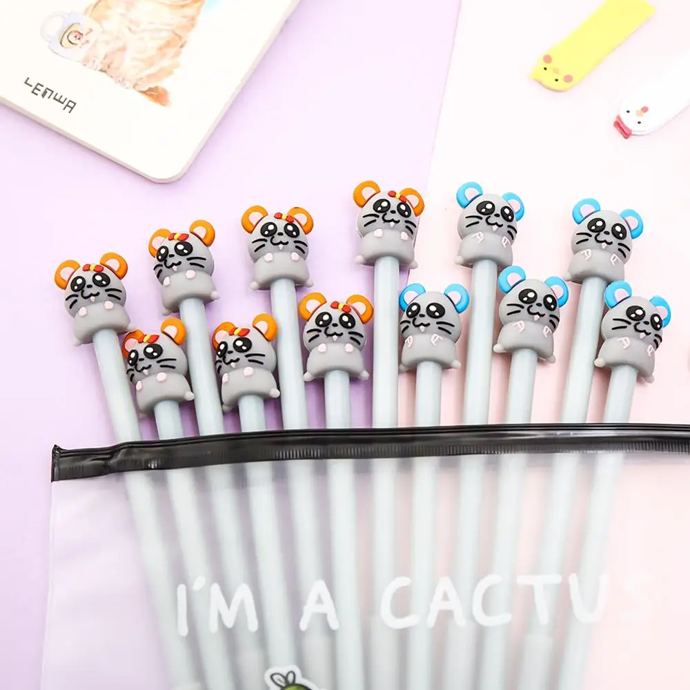 12pcs Mouse Gel Pen Cute Cartoon Cool Creative Students School Signature Ink Pens Kawaii Novelty Office Stationary Gift