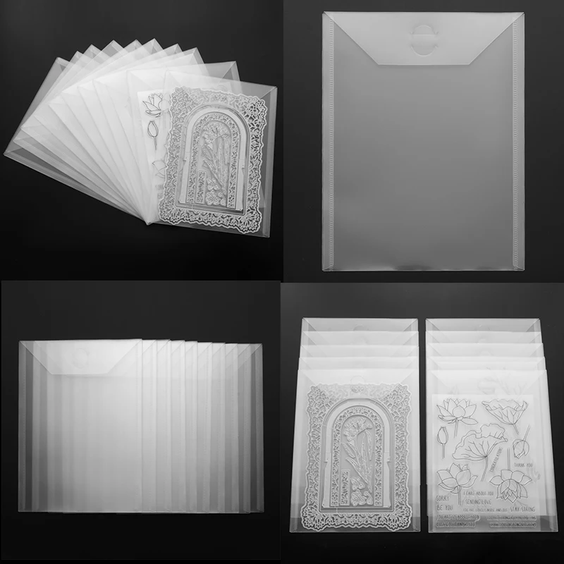 10 шт./компл. 18x24 см/18x13 см прозрачные пластиковые пакеты для хранения штампов папки