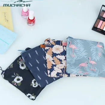 

Cheap Flamingo Diaper Sanitary Pad Storage Bag Women Canvas Zipper Sanitary Napkin Pouch Small Jewelry Organizer Coin Purse