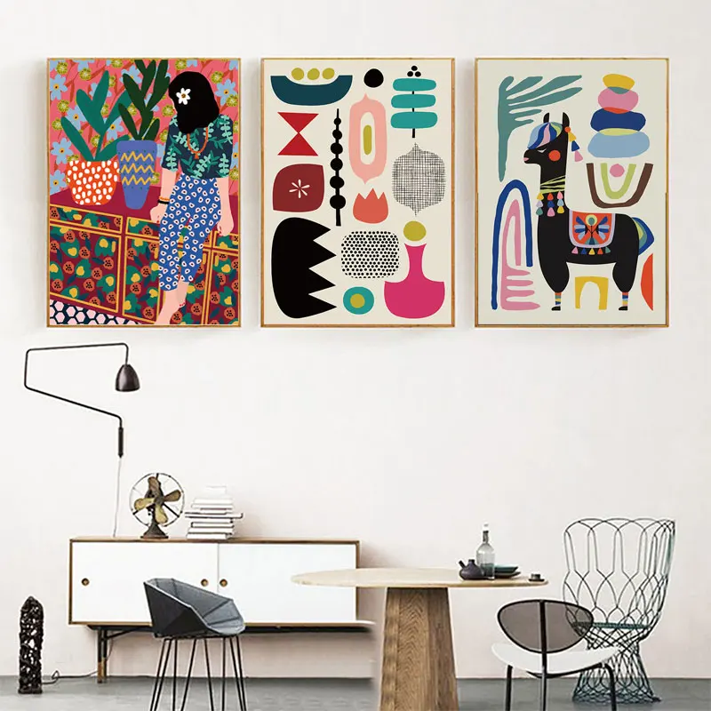 Moderno multicolore astratto giardino piante arte della parete tela pittura immagini poster e stampe galleria corridoio unico decorazioni per la casa - immagine 3