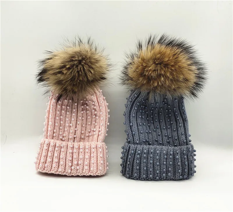 Beaded Mutiara Rajutan Beanie Cap 