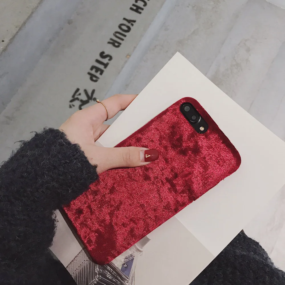 Fashion Velvet Plush Fabrics Smooth Case For iPhone 7 8 6 6s Plus Solid Color Warm Soft Back Cover For iPhone 11 Pro X XR XS Max