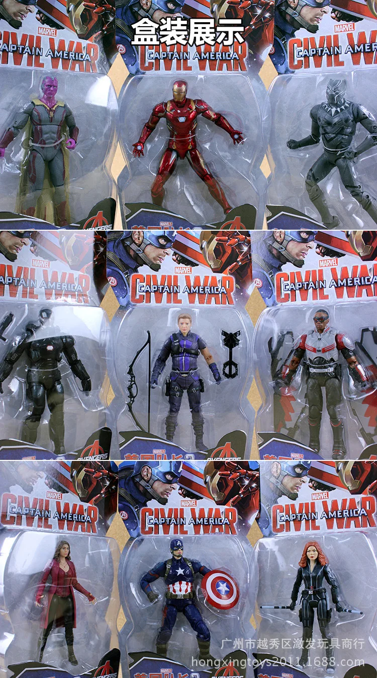 Марвел Капитан Америка 3 Железный человек пантера Hawkeye видение Мстители Гараж Комплект 7-дюймовый подлинный товар установленная карта