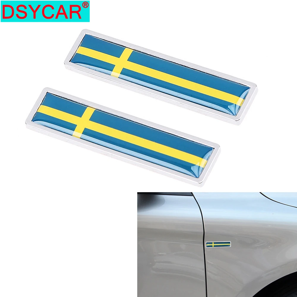 DSYCAR 1 пара модных 3D металлических наклеек со шведским флагом наклейки для