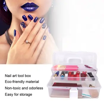 

Portable Nail Art Decoration Storage Box Rhinestone Nail Polish Organizer Container Case (White)