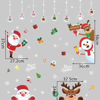 

Large Wall Sticker Translucent Christmas Snowman Electrostatic Stickers