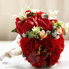 Новая невеста Холдинг цветочный узел свадебные цветы на руку красная роза искусственный цветок