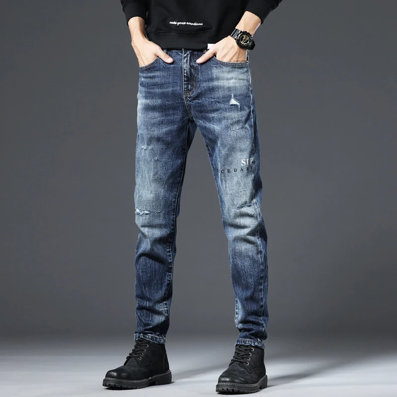 

Fashion Slim Fit Pants Style Black Zippers Cool Jeans Trousers For Men