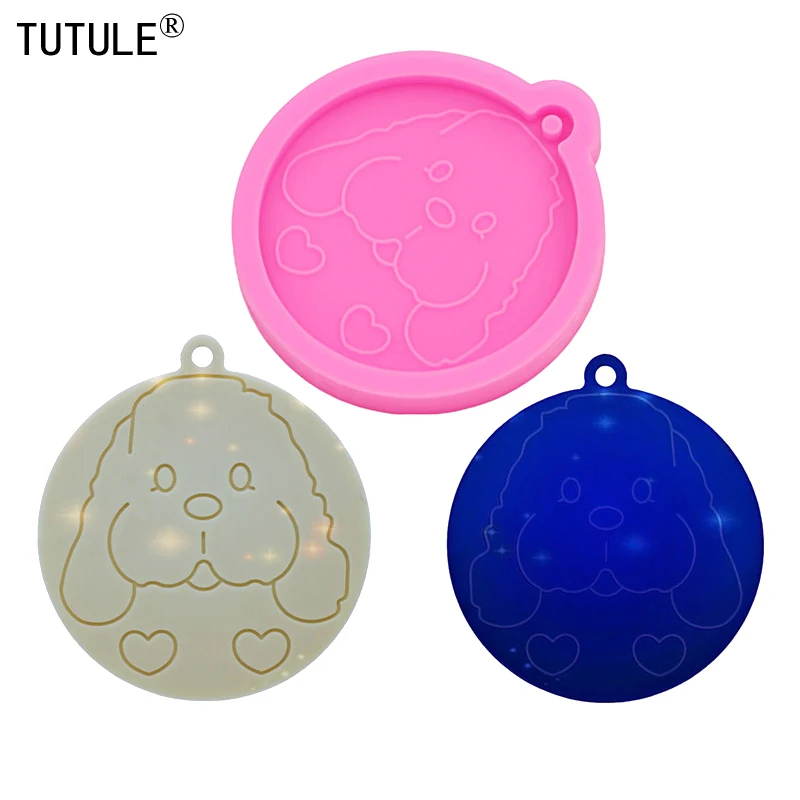 Shiny Dog Head SILiCONE Mold UV Resin Polymer Clay Mold DIY Tag