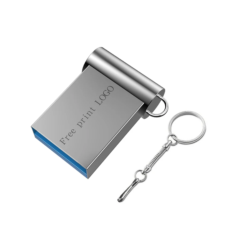 Мини-накопитель, 32 ГБ, флешка, металлический usb флеш-накопитель 3,0, флеш-карта памяти, 16 ГБ, usb флешка для ключей, 128 ГБ, 64 ГБ, 8 ГБ, 4 Гб, печать логотипа - Цвет: Silver Mini USB 3.0