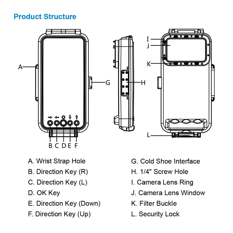 Waterproof Phone Case Diving Housing Photo Video Taking Underwater Case for iPhone 11/XR/X/XS/8/7/6S/SE iOS 13.0 or Above 45m