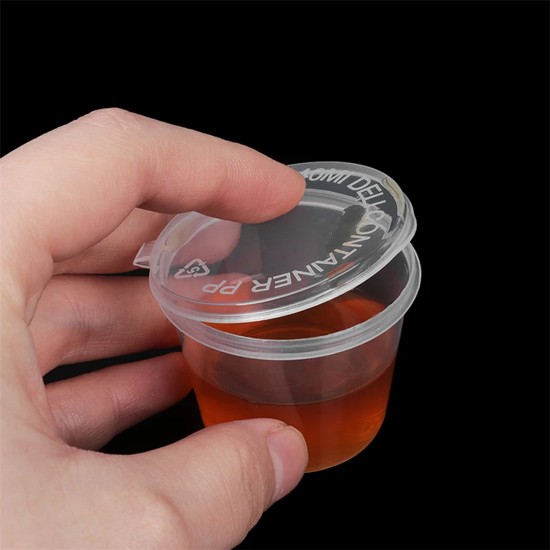 Disposable Sauce Box Container Dips Holder Plastic Takeaway Sauce Cup Salad Dressings Seasoning Food Box with Hinged Lids 50Pcs food storage box seasoning storage container