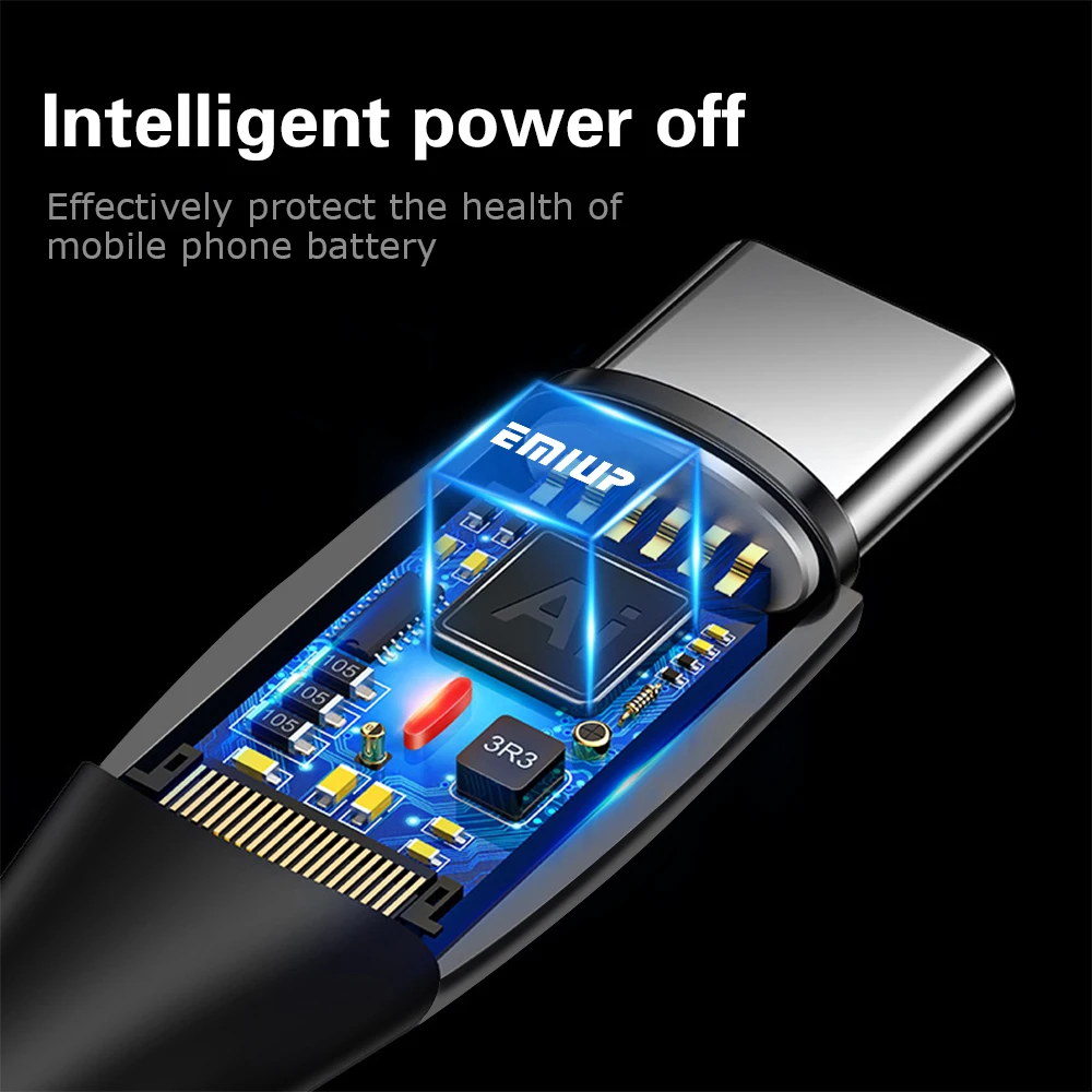 Smart Power Off Micro USB Cable 3A Nylon Fast Charge USB Data Cable for Samsung Xiaomi 2