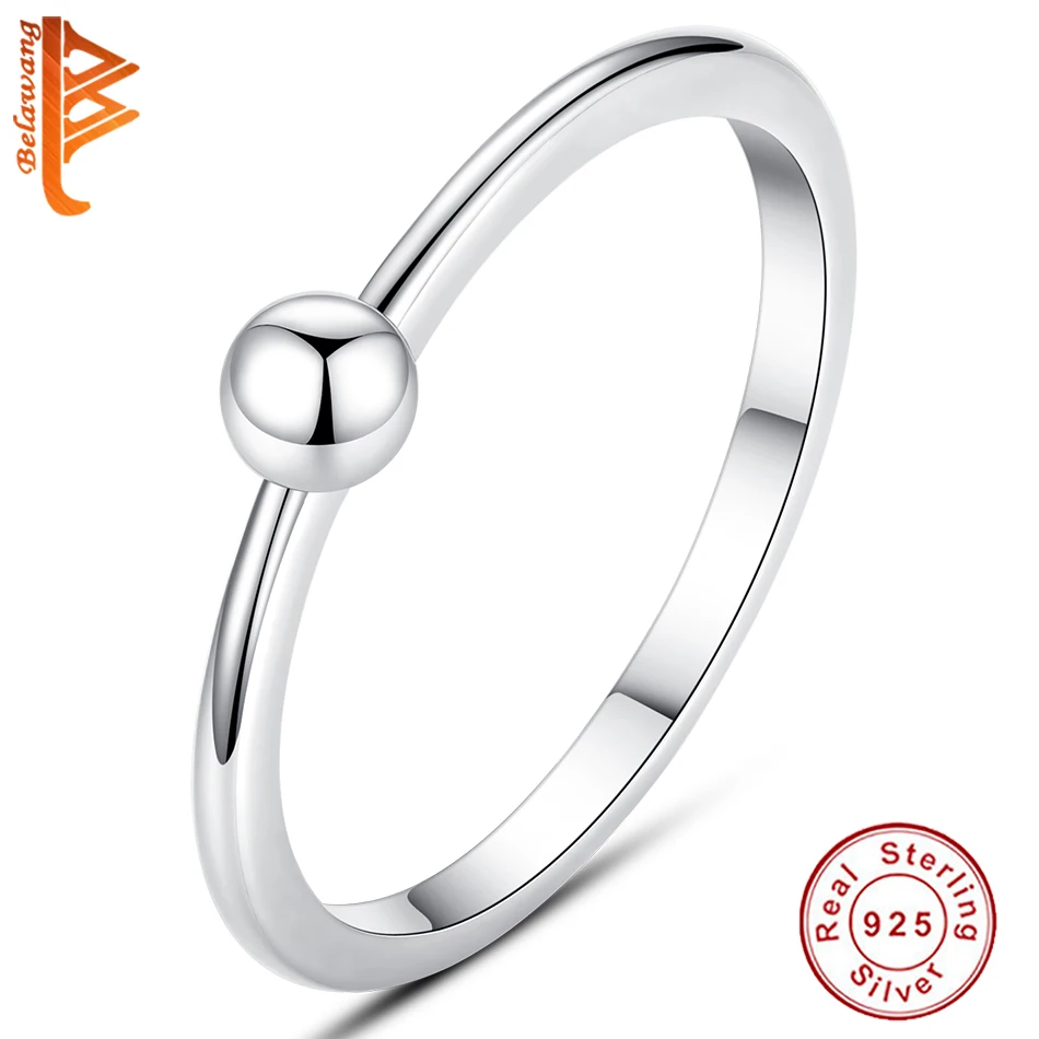 

BELAWANG Wholesale Genuine 100% 925 Sterling Silver Ball Finger Ring for Women Ring Luxury Sterling Silver Jewelry