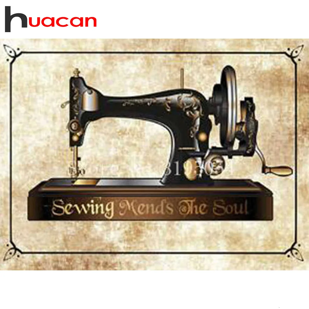 

Huacan 5D Diamond Painting Landscape Sewing Machine Home Decoration Embroidery Kit Rhinestone Picture Handcraft Kit New
