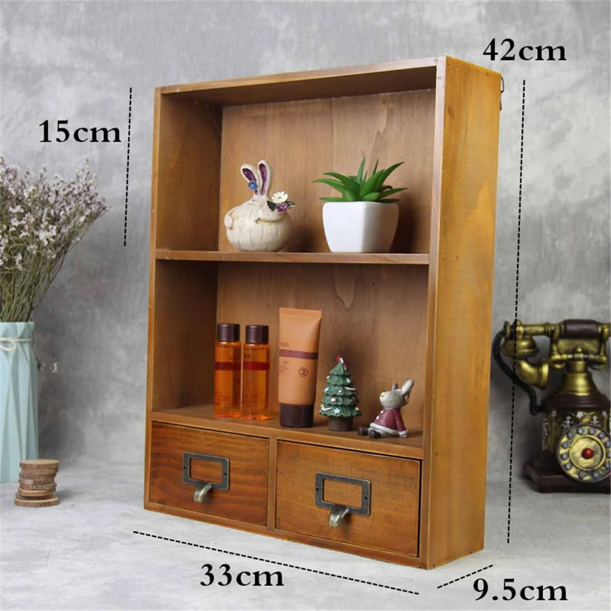 

Vintage Wooden Combination Storage Cabinet Drawer Ornaments Cosmetic Storage Box Desktop Finishing Crafts Home Decoration Gifts