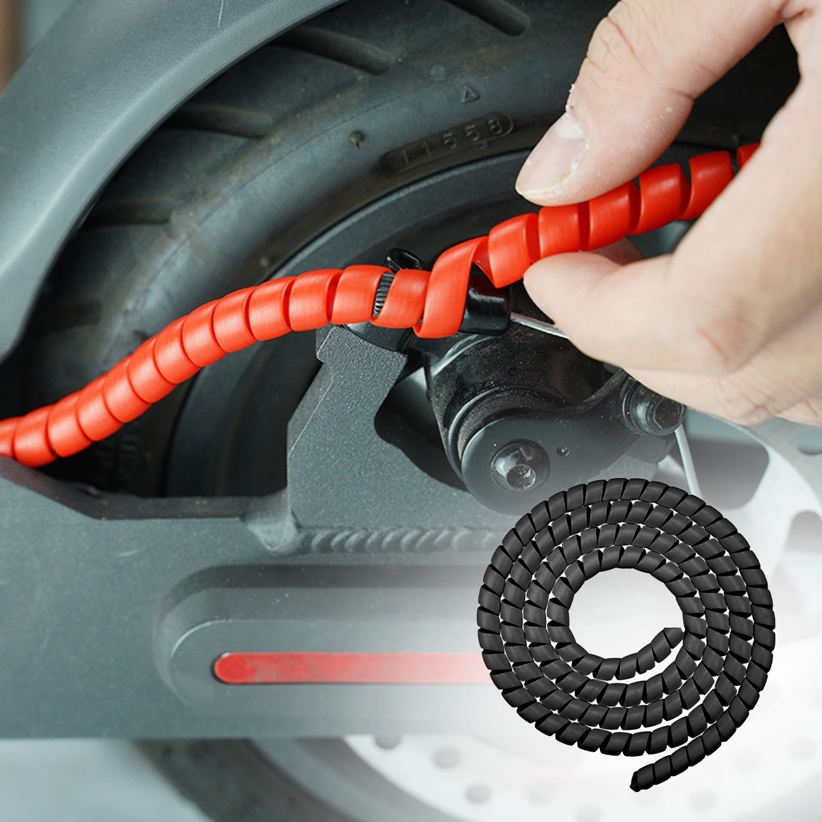 Scooter Cable Protector Brake Line Organizer Pipe Protection Spiral Wrap Winding Cover Tube for Xiaomi M365