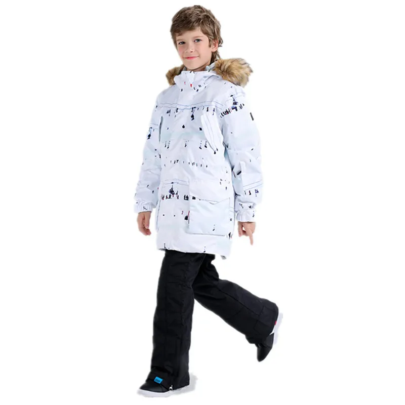 boys snow suit Горнолыжный костюм для девочки,Зимние недорогая Лыжная куртка детский лыжный костюм комплект для девочек и мальчиков сноуборд куртки зимние брюки детские непромокаемые теплые лыжные, лыжный костюм для мальчика - Цвет: boys snow suit
